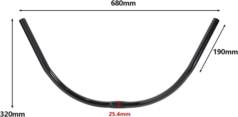 SENQI Beach Cruiser Bike Handlebar Aluminum Alloy Bicycle Handlebar 22.2x25.4x660mm Black - Image 2